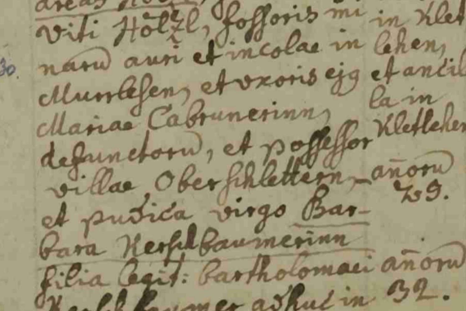 Ein Matrikeneintrag zur Trauung 1802 wird lesbar